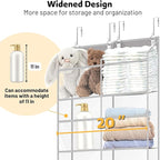 Over the Door Organizer 5 Tiers,Extra Large Behind Door Storage of 10 Compartments,50 lbs Weight Capacity Over the Door Storage, Clear Door Hanging Organizer for Closet, Diaper Organizer