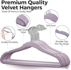 50 Premium Kids Velvet Hangers - 14'' Non-Slip, Ultra-Slim & Space-Saving Hangers - 360° Swivel Hook, Strong & Durable for Children & Preteens - Purple