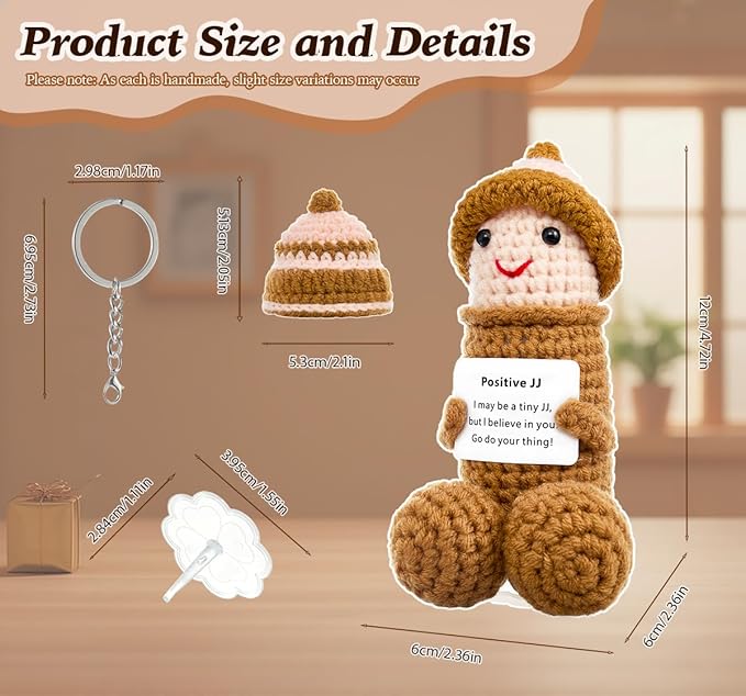 Positive Crochet Stuffed Animals,Emotional Support Plushies,Funny Things Weird Stuff Dolls Presents for Men Boyfriend Husband
