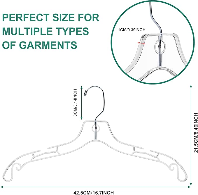 Quality Clear Hangers 12 Pack - Crystal Hangers for Clothes - Durable Plastic Hanger Set - Invisible Dress for Suits - Heavy Duty - Nonslip Coat and Shirt