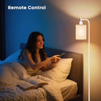 SIBRILLE Floor Lamp with Linen Shade, Dimmable Tall Standing Lamp with Remote Control & 3 Color Temperatures, Modern Floor Lamps for Living Room Bedroom Office Corner, 9W LED Bulb Included
