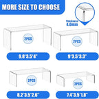 Albumgit Acrylic Display Risers, 8 Pieces Clear Rectangular Tabletop Display Stand for Amiibo Funko POP Figures, Collectibles Jewelry Food Cupcake Dessert Risers Shelf for Decoration and Organizer