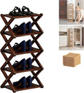 2/3/4/5/6/7/8/9 Tier Bamboo Shoe Rack - Foldable,No Installation Needed,Space-Saving Multi-Tier Storage for Indoor & Balcony Use (Brown,5 Layers)