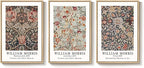 Framed William Morris Canvas Wall Art Set of 3, Vintage Boho Floral Paintings Prints, Rustic Farmhouse Botanical Artwork for Living Room, Bedroom, Hallway or Office, 16x24 Inch