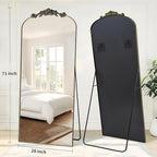 Dewfig Arched Full Length Mirror, 71"x28" Full Body Mirrors with Carved, Floor Mirror for HomeDecor, Standing/Halling Large Wall Mirror for Bedroom, Living Room, Cloakroom, Bronze, Retro Style