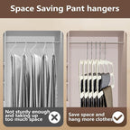 VSV stoage Velvet Pants Hangers with Double Non Slip Bar - Multiple Velvet Hangers for Closet - Thin Space Saving Clothes Hanger - 360° Swivel Felt Trouser Hanger Perchas Terciopelo 10 Pack (Black)