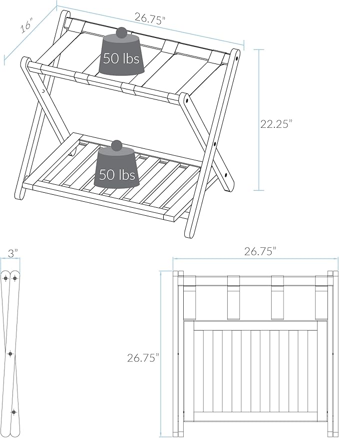 Casual Home Luggage Rack with Shelf, Espresso