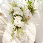 DULRLLY Artificial Peony Flower Swag, 30 in Wedding Arch Flowers, Faux Floral Swag for Lintel, Over The Door Decorative Swag, Rustic Artificial Floral Swag for Home Decor (2)