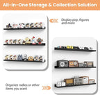 upsimples Floating Shelves for Wall, 47.3 Inch Shelves for Decor Storage Set of 6, Wall Mounted Wood Shelf for Bedroom, Living Room, Bathroom, Kitchen, Long Picture Ledge Shelves, Black