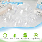 50 Set 100PCS Clear Plastic Fillable Ornaments,Transparent DIY Christmas Fillable Ball,Plastic DIY Fillable Decoration Balls 5 Different Sizes for Christmas Tree,Wedding,Party,Home Decor
