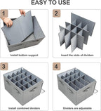Shoe Organizer for Closet 2 Pack, Foldable Shoe Box with Adjustable Dividers and Clear Cover, Space Saving Shoe Storage Organizer Cabinet with Reinforced Handles, Fits 32 Pairs, Gray, TP12G