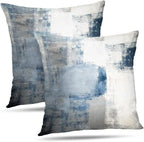 Throw Pillow Covers 20x20 Set of 2 Blue and Grey Art Throw Pillow Covers Soft Decorative Couch Pillow Covers for Home Living Room Bedroom