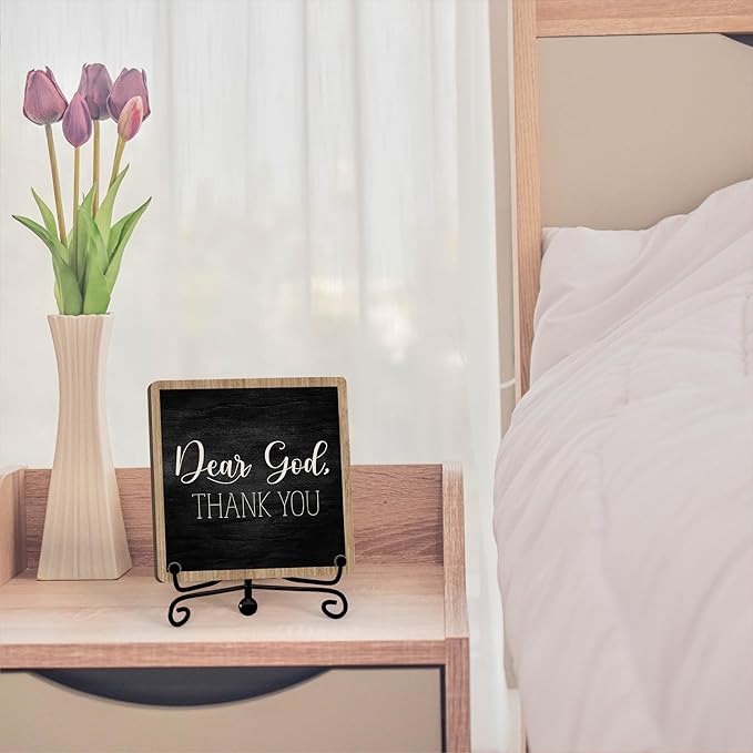 Modern Farmhouse Decor, Home Decor For Living Room, Boho Chic Aesthetic Shelf Decorations, Christian Dear God Sign, Farm House Entryway Tv Stand Fireplace Coffee Table Decoration (01)