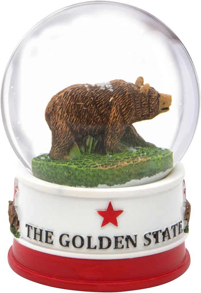 California Snow Globe State Flag Bear [3.5 Inches]
