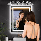 LOAAO 23.6"x31.5" LED Mirror for Bathroom, Lighted Bathroom Mirror with Lights, Anti-Fog, Dimmable, Memory Function, Clear Reflection