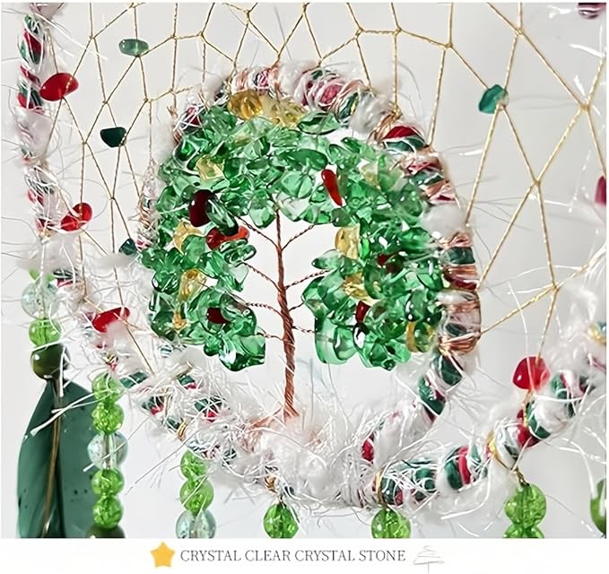 Christmas Crystal Dream Catcher Handmade Christmas Dreamcatcher Hanging Decoration Home Wall Decoration Craft Ornament