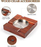 Wood Cigar Ashtray Cigarettes Ashtrays for Indoor Outdoor Patio Home Office Use Square Wooden Brown Cigar Ash Tray Gifts for Men with GIFT BOX (Classic)