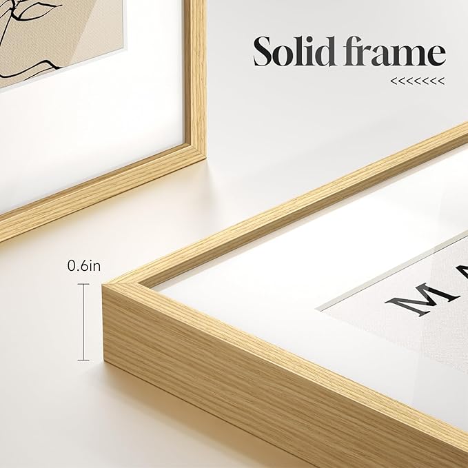 Framed Matisse Neutral Wall Art Set of 4, Beige Abstract Modern Minimalist Botanical Prints for Bathroom Living Room Dining Room Bedroom Home Office Decor, 12x16
