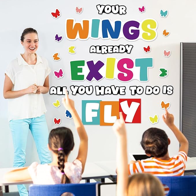 gisgfim Classroom Bulletin Board Decoration Set Wall Door Decor Colorful Classroom Decorations for Kindergarten Preschool Elementary Middle School(Your Wings Already Exist)