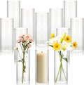 12 Pack 6.5" Tall x 2.4" Diameter Clear Glass Cylinder Vases-Flower Vases for Centerpieces, Hurricane & Floating Candle Holders for Weddings, Parties, Home Decor,Table Displays