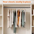 Closet Rod 17-39 Inches, Adjustable Heavy Duty Metal Black Closet Rods for Hanging Clothes 1.3 Inches Diameter for Wardrobes Laundry