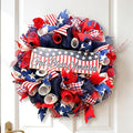 Patriotic Wreaths for Front Door, 250 Anniversary Decorations 4th of July Decorations Outdoor, Handcrafted Memorial Day Wreaths, Festival Celebration USA Flag Printed Wreath (C)
