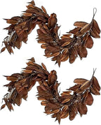 Brown Leaf Wreath, Artificial Realistic Reusable Leaf Swag Fall Porch Decorations Outdoor for Mantle Fall Decorations for Home (1-280)