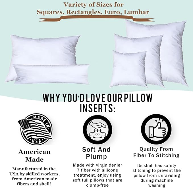 Pillowflex Premium Polyester Throw Pillow Insert - 30x30 Ultra Soft Square Throw Pillow, Couch Sham, Lumbar, Back, Sofa - Machine Washable - Decorative Accent Form - 1 Soft Pillow