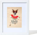 12x16 Picture Frame White - Real Glass,Wooden 12 by 16 Collage Gallery Frames, Display Pictures 8.5x11 with Mat or 12x16 Without Mat for Table Top and Wall Mounting Home Gifts