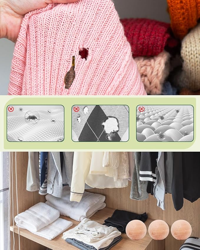 Cedar Balls for Clothes Storage, Aromatic Scent Cedar Wood Balls for Kitchen, Closets Storage and Drawers Freshener, 60 Pack
