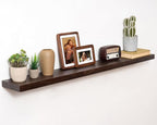 Marsmiles 48 inch Floating Shelves for Wall Solid Elm Wood Wall Mounted Shelves|Rustic Long Floating Shelves with Invisible Bracket for Bathroom Living Room Kitchen|Walnut, 1 Pack