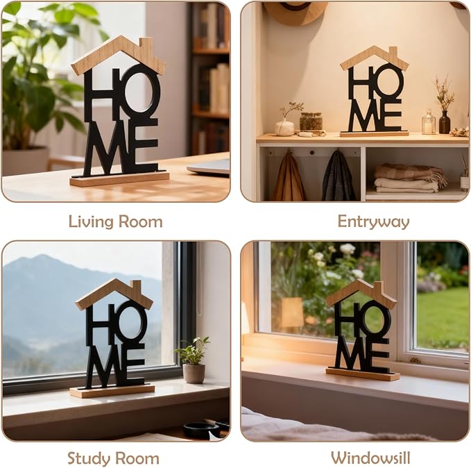 Home Hollow Wooden Decor – Modern Farmhouse Desktop Ornament, Office & Living Room Organizer, Desk Accessories & Workspace Decoration