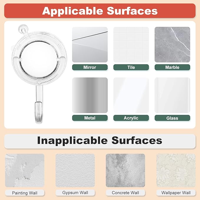 VIS'V Wreath Hanger, Large Twist Lock Suction Cup Wreath Hooks, Heavy Duty, 22 LB Capacity, Removable and Reusable, Round, Clear, 4 Pcs