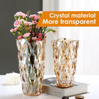 CEMABT Amber Glass Vase for Centerpieces, 9.4-inch Height, 5.1-inch Opening Width, 3.4 lbs Weight, Unbreakable, Suitable for All Kinds of Flowers, Modern and Elegant