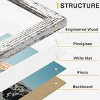 Vittanly 15 Pack Picture Frames Collage Wall Decor for Mounting or Tabletop, Gallery Frame Set for Family, Multi Sizes Including 3pcs 8x10, 6pcs 5x7, 6pcs 4x6, Black, Brown and Distressed White