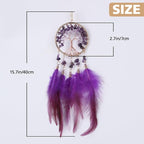 Pretty Jolly Small Tree of Life Crystal Stone Dream Catchers Purple Feathers Mini Dreamcatchers for Cars Rear View Mirror Hanging Decoration Good Luck Travel Charm Bedroom Ornaments for Women Girls