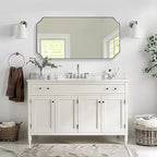 ANDY STAR 24"x48" Large Bathroom Mirror, Chrome Scalloped Wall Mirror, Polished Nickel Rectangle Mirror, Bathroom Vanity Mirror in Anti-Rust Stainless Steel Metal Frame, Vertically/Horizontally