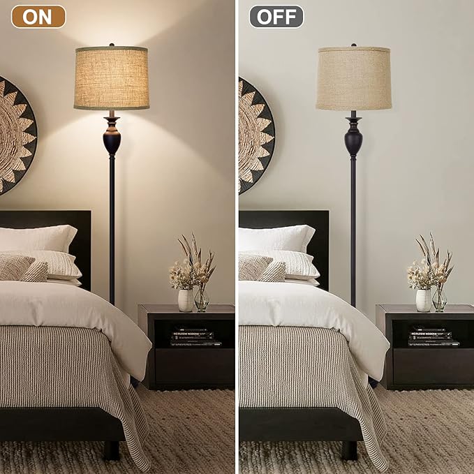 Burlap Lampshades Set of 2, 11.6" Top x 12.6" Bottom x 9.8" High, Brown Drum Shades for Table & Floor Lamps (Spider Fitter), Hand Crafted, Assembly Required