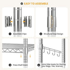 Heavy Duty Rolling Clothes Rack,Load 693LBS Clothing Racks for Hanging Clothes,Free Standing Closet Organizers and Storage Garment Racks with Wheels,Rods,Side Hooks,76"h x 45"w x 16"d