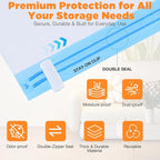 Vacuum Storage Bags with Cordless Pump, 16-Pack Space Saver Vacuum Seal Bags for Blankets, Clothes & Bedding, Reusable Compression Bags in 4 Large Sizes (M–Jumbo), Long-Side Opening