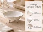 6" Small Decorative Bowl, Multi-Purpose Decorative Bowls for Keys, Candy and Home Decor, Ceramic Bowl （Retro White）
