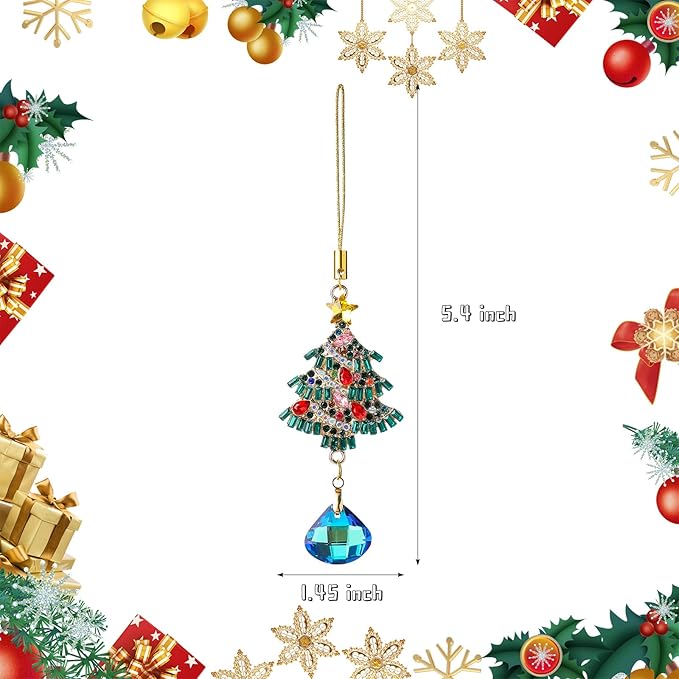 5Pcs Hanging Christmas Ornaments Christmas Tree Crystal Drop Pendant for Thanksgiving Xmas Wedding Party Gifts Crystal Suncatchers Indoor Home Decor