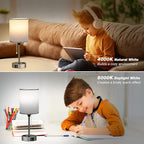 Dicoool Small Bedside Table lamp for Bedroom - 3 Color Temperatures Bedside Lamps with USB Ports for Housewarming, Pull Chain Table Lamps with AC Outlet, Nightstand Lamps for Kids Reading