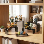 FUNFERY Acrylic Display Risers, 2 Set(7.8" L~8.2" L~8.6" L~9”L~9.3”L) Display Shelf for Figure, Collectibles, Cupcake, 5-Tier Clear Acrylic Stands for Dessert, Jewelry, Candy Showcase
