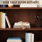 Decorative Books for Home Decor, Coffee Table Decor with Linen White Books Stack Bookshelf, Fake Book Double as Libros Decorativos and Photo Storage (3 Piece Set with Beads)