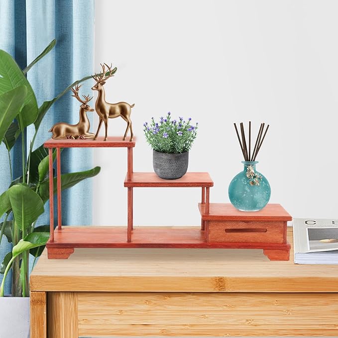 Veemoon Wooden Tiered Display Riser Stand for Figurines and Decor Vintage Style Home Decor
