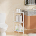 Wisuce Corner Shelf, 100% Real Bamboo Shower Corner Shelves Free Standing Shelf Storage Organizer for Bathroom Living Room Kitchen (White, 3 Tier)