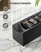 Lolalet 7 Compartments Belt Organizer, PU Leather Belt Storage with Soft Lining, Extra-Wide Slots for Men and Women, Fits Drawer, Closet & Entryway Cabinet -1 Pack, Black