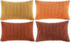 Fancy Homi 4 Packs Decorative Throw Pillow Covers for Living Room Couch Bed, Modern Farmhouse Boho Home Décor Accent Cushion Case, 24" x 16", Burnt Orange Series