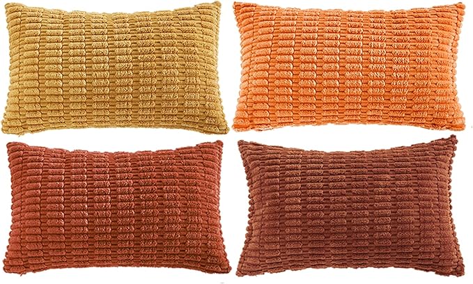 Fancy Homi 4 Packs Decorative Throw Pillow Covers for Living Room Couch Bed, Modern Farmhouse Boho Home Décor Accent Cushion Case, 24" x 12", Burnt Orange Series